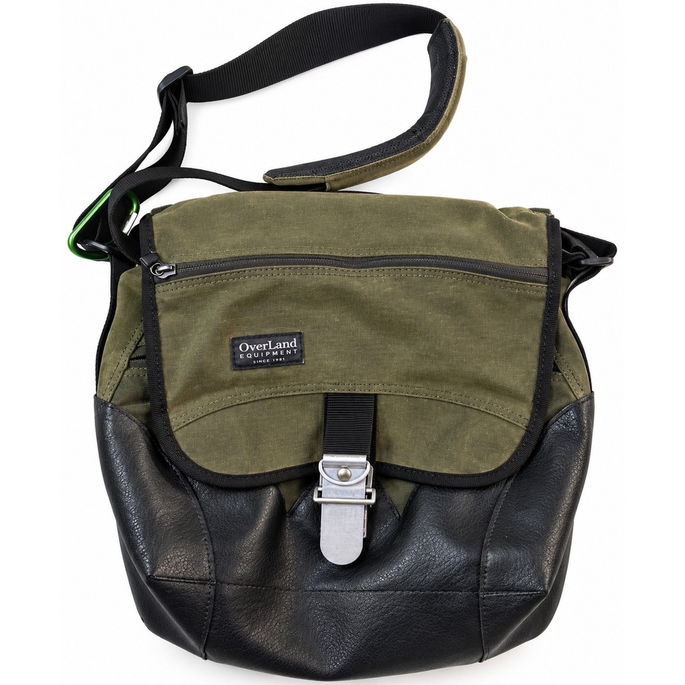 OverLand Equipment Messenger Bag Olive Canvas Black Leather Crossbody Gorpcore